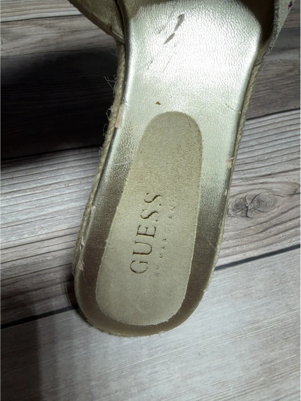 Guess by Marciano Tan suede wedge sandals With Gems Size 8